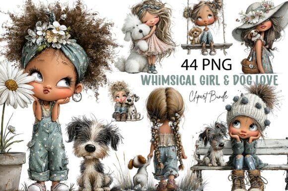 Download Whimsical Girl &amp; Dog Love Clipart - Premium Resources