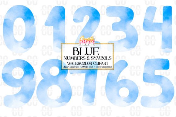 Download Blue Watercolor Numbers &amp; Symbols - Symbol Collection