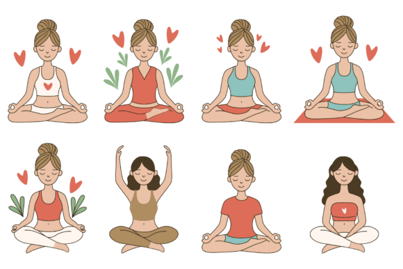 Download Yoga Meditation Women Illustration Set - Women Collection