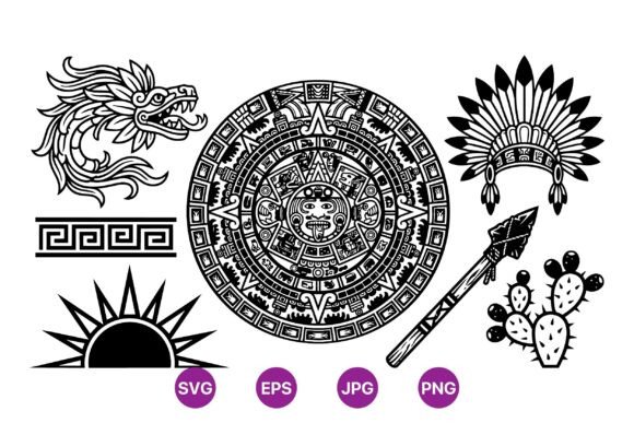 Download Aztec Tribal Sun and Symbols - Symbol Collection